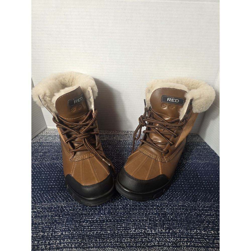 Marc Ecko Red Rhino Womens Duck Boots Size 9 Leather Suede Faux Fur Lug Sole